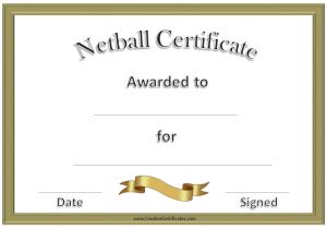 Netball Certificate Templates Free Netball Certificates