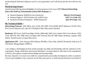 Network Engineer Noc Resume Cover Letter for Network Engineer