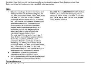 Network Engineer Resume 3 Years Experience Cisco Network Engineer Resume Sample Resumes Misc