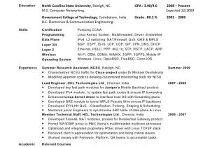Network Engineer Resume 3 Years Experience Sample Resume format for 1 Year Experienced Sample Resume