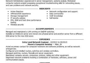 Network Engineer Resume Objective Entry Level Network Engineer Objectives Resume Objective