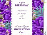 New Baby Flower Card Message Happy Birthday Violet Roses Background Vector Vintage