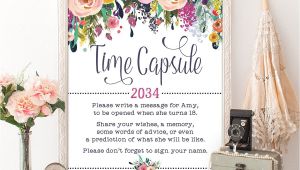 New Baby Flower Card Message Time Capsule Floral Baby Shower Table Sign Decoration Girls