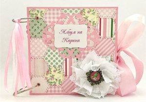 New Baby Girl Card Handmade Pink Baby Girl Memory Book First Year Album Baby Scrapbook