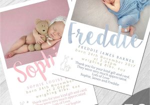 New Baby Thank You Card Personalised Photo New Baby Thank You Cards Boy Girl
