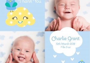 New Baby Thank You Card Personalised Photo New Baby Thank You Cards Boy Girl