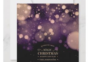 New Year Card with Name Dark Purple Magic Sparkle Merry Christmas Happy New Year