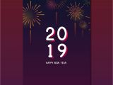 New Year Card with Name Happy New Year 2019 Greeting Card Vector Free Image by