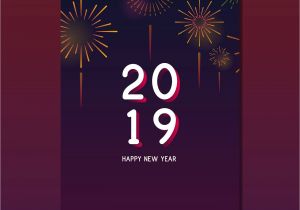 New Year Card with Name Happy New Year 2019 Greeting Card Vector Free Image by