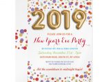 New Year Party Invitation Card New Year S Eve Party Gold Confetti Bright Invite Zazzle