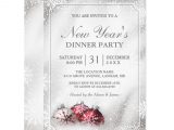 New Year Party Invitation Card Silver Baubles Snowflakes New Year S Dinner Party Invitation