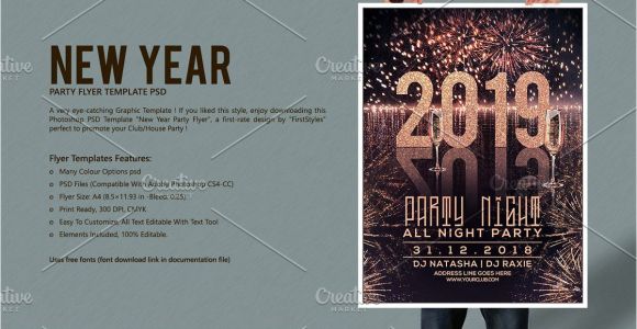 New Year Party Invitation Card Template New Year Party Flyer by Firststyle On Creativemarket