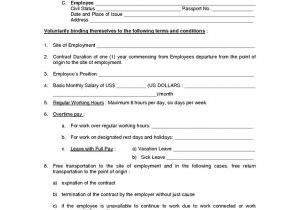 Ngo Employment Contract Template Free Employment Contract Agreement Template Image Gallery