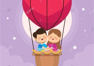 Nic Cage Valentine S Day Card Couple In Hot Air Balloon Stockfotos Couple In Hot Air
