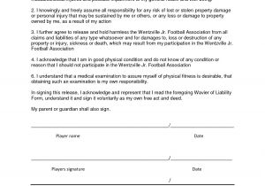 No Liability Contract Template Release and Waiver Of Liability Agreement Free Printable