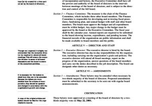Non Profit Charter Template Sample bylaws without Members Free Download