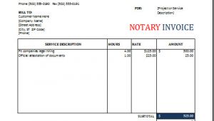 Notary Receipt Template Notary Invoice Template for Excel Excel Invoice Templates