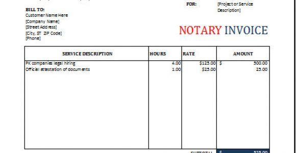 Notary Receipt Template Notary Invoice Template for Excel Excel Invoice Templates