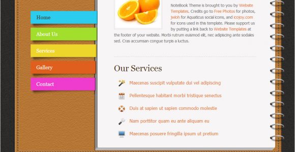 Notebook HTML Template Notebook Free HTML Css Templates