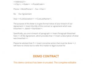 Notice Of Breach Of Contract Template Breach Of Contract Notification form 3 Easy Steps