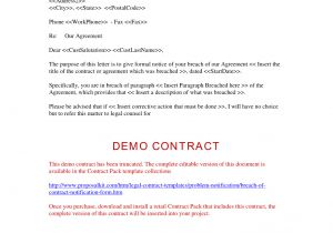 Notice Of Breach Of Contract Template Breach Of Contract Notification form Notification Of