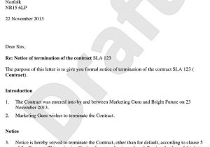Notice Of Termination Of Contract Template Contract Termination Letter Create A Letter A Ending