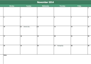 November 2014 Blank Calendar Template November 2014 Calendar 2014 November Calendar
