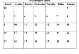November 2014 Blank Calendar Template November 2014 Calendar Printable Blank Printable