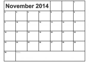 November 2014 Blank Calendar Template November 2014 Printable Calendar Freepsychiclovereadings Com