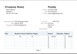 Nsw Payslip Template Employee Payslip Template for Ms Excel Excel Templates