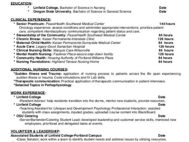 nurse job application resume