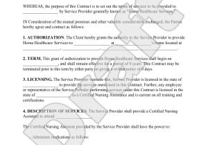 Nursing Agency Contract Template Uk Sample Home Health Care Contract form Template forms