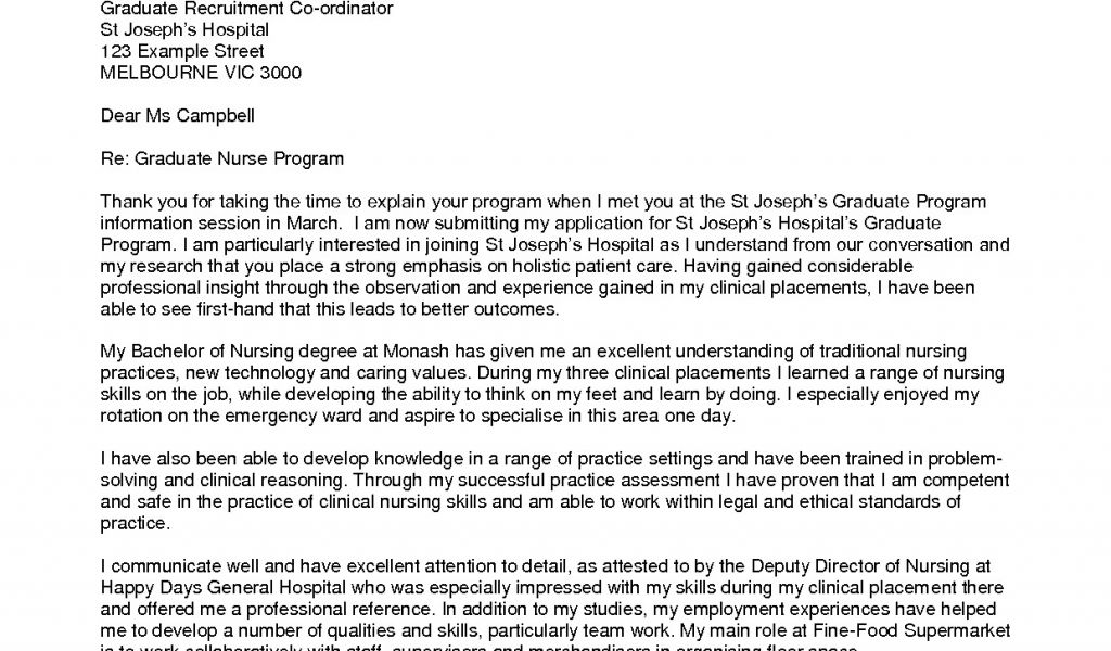 Nursing Preceptorship Cover Letter Graduate Nurse Cover Letter Examples