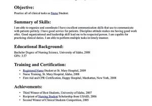 Nursing Student Resume Objective Nursing Student Resume Must Contains Relevant Skills