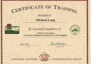 Nwcg Certificate Template Mike Long Cf Ms
