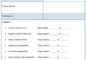 O and M Manual Template Manual Template for Restaurant Manager Training format Of