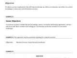 Objective In Resume for Job Application 5 Resume Objective forms Printable forms Templates