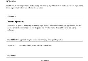 Objective In Resume for Job Application 5 Resume Objective forms Printable forms Templates