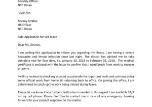 Off Sick Email Template Application Letter for Sick Leave Sick Leave Application