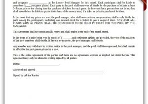 Office Lottery Pool Contract Template Free Printable Lottery Pool Agreement form Generic