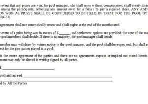 Office Lottery Pool Contract Template Free Printable Lottery Pool Agreement Legal forms Free