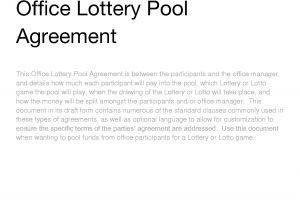 Office Lottery Pool Contract Template Lottery Pool Contract Free Printable Documents