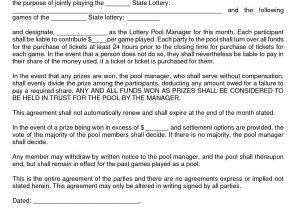 Office Lottery Pool Contract Template Lottery Pool Contract Free Printable Documents