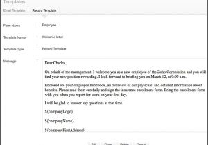 Onboarding Email Template People Resources Zoho