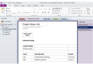 Onenote Section Template Using Ms Onenote Project Management for organization