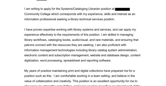 Open Cover Letter for Employment Cataloging Open Cover Letters