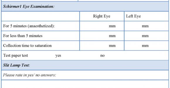 Ophthalmology Exam Template Eye Examination form Sample forms