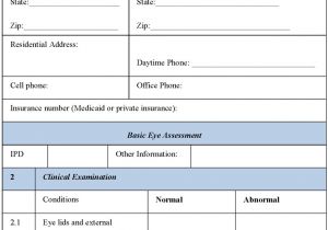 Ophthalmology Exam Template Ophthalmology Examination form Sample forms