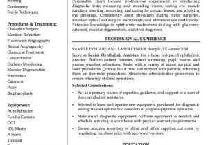 Ophthalmology Technician Resume Samples Ophthalmic Technician Resume Sample Free Resume Sample