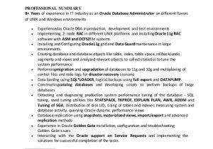 Oracle Dba Resume Sample oracle Dba Resume Sample for Experience